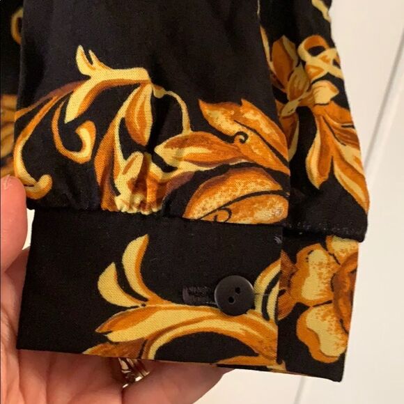 Vtg 80s Connections black & gold  tunic blouse - Picture 4 of 8